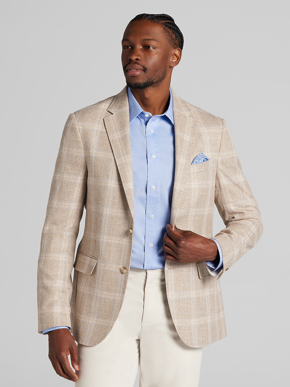 Eaphi checkered boa coat アイボリー Joseph Abboud Classic Fit Plaid Sport Coat, Tan Plaid | Men's