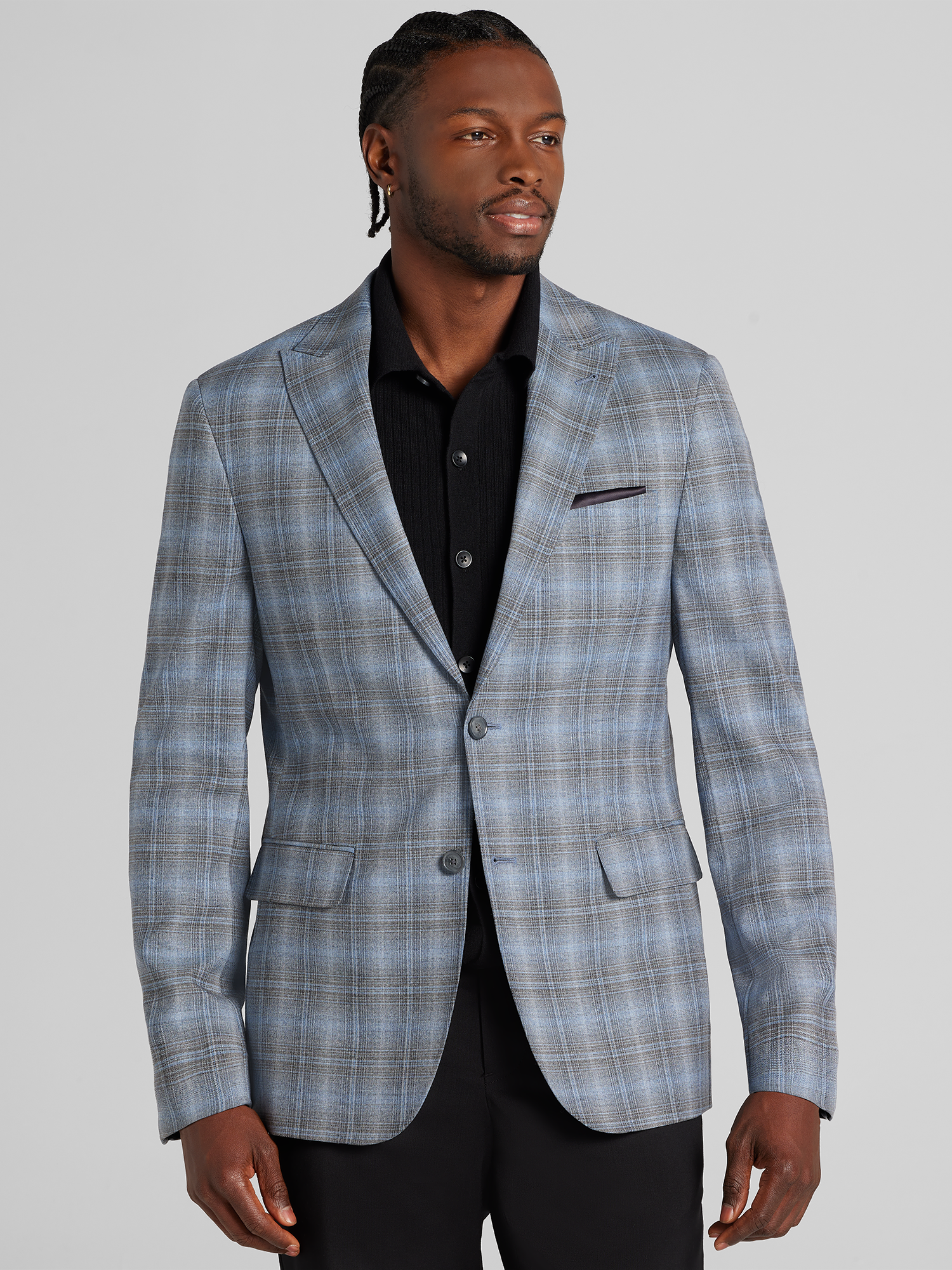 Joseph Abboud Classic Fit Plaid Sport Coat, Grey Plaid - Gray