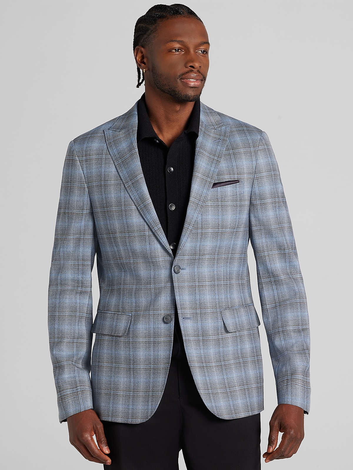 Joseph Abboud Classic Fit Plaid Sport Coat, Grey Plaid - Gray