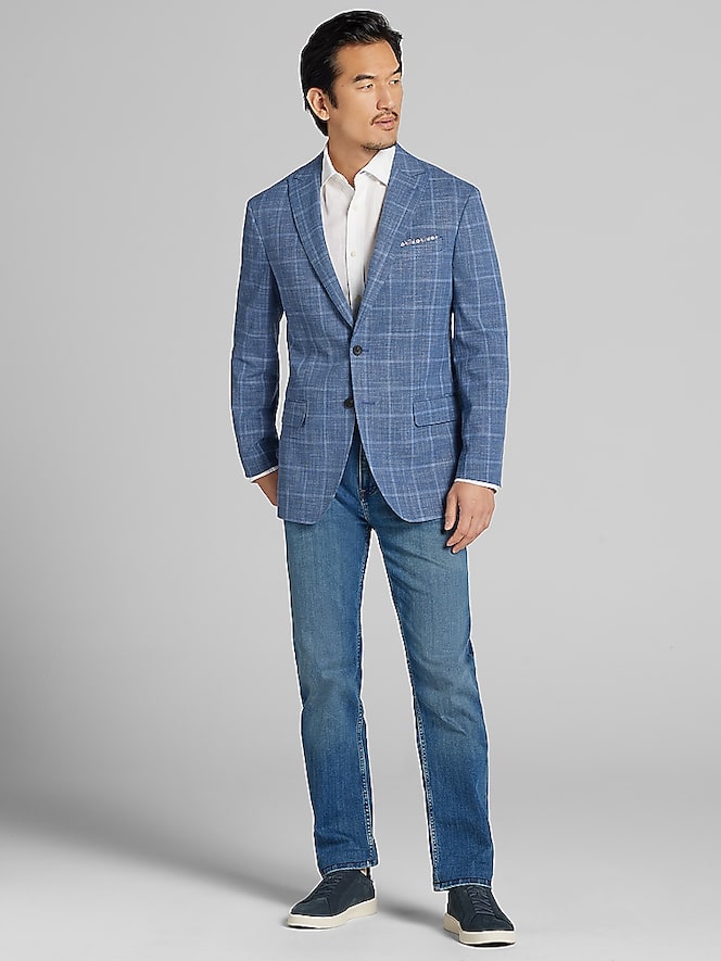 Awearness Kenneth Cole Modern Fit Windowpane Plaid Sport Coat