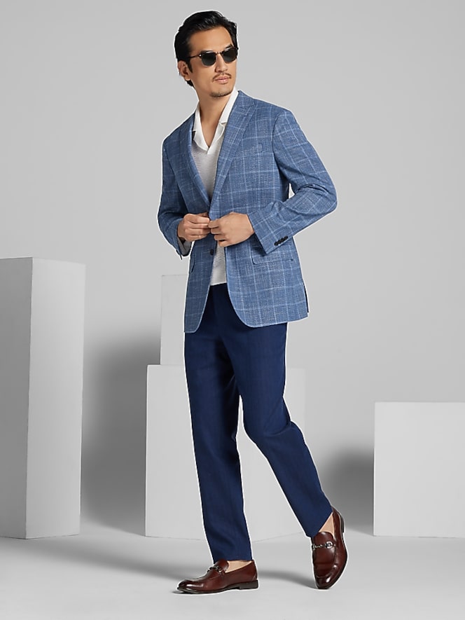 Awearness Kenneth Cole Modern Fit Windowpane Plaid Sport Coat