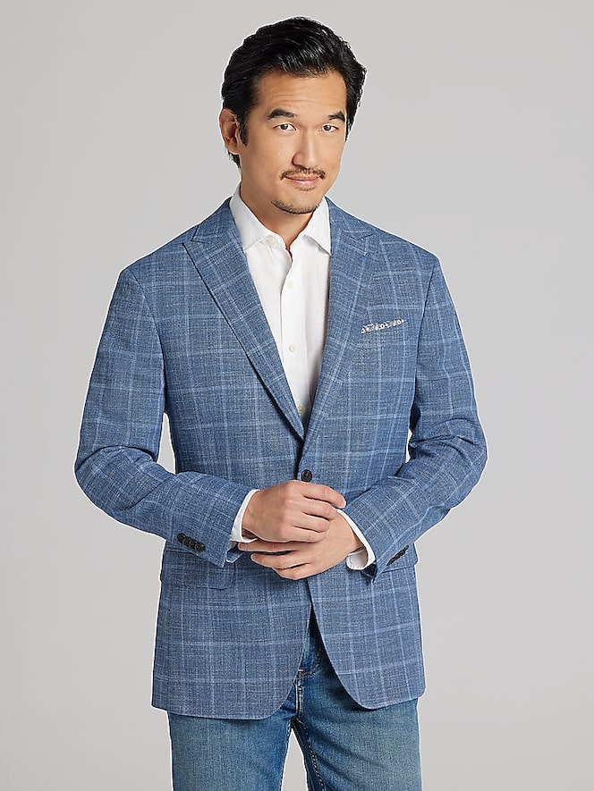 Awearness Kenneth Cole Modern Fit Windowpane Plaid Sport Coat