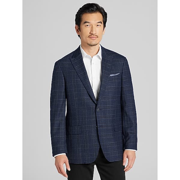 Awearness Kenneth Cole Men's Modern Fit Plaid Sport Coat Navy Check - Size: 42 Regular