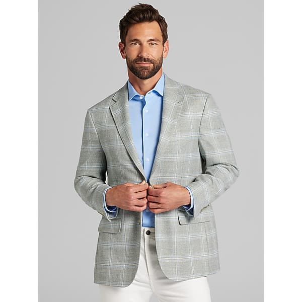 Joseph Abboud Men's Modern Fit Plaid Sport Coat Light Green Plaid - Size: 44 Regular