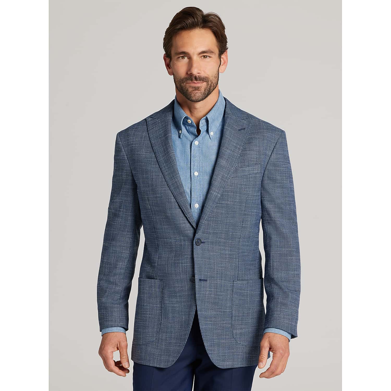 Awearness Kenneth Cole Modern Fit Tic Sport Coat in Dark Blue – Men’s Size 42 Short Peak Lapel Blazer