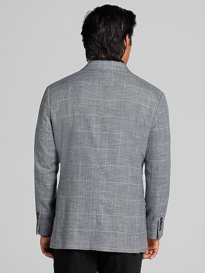 Awearness Kenneth Cole Slim Fit Windowpane Plaid Pick Stitch Sport Coat