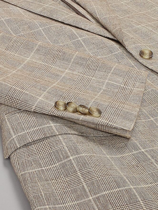 Joseph Abboud Modern Fit Windowpane Plaid Linen-Blend Sport Coat