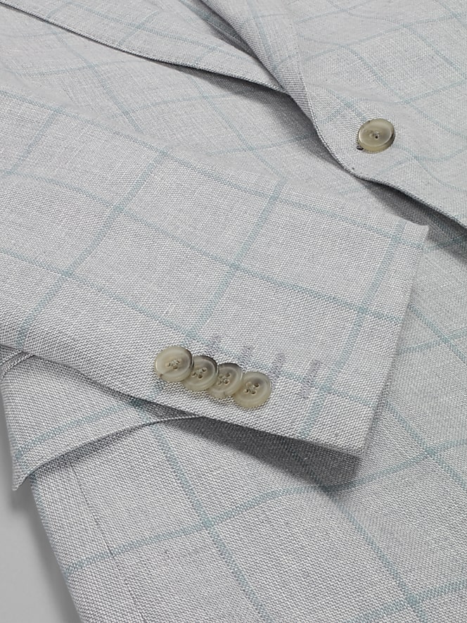 Joseph Abboud Modern Fit Windowpane Plaid Linen-Blend Sport Coat