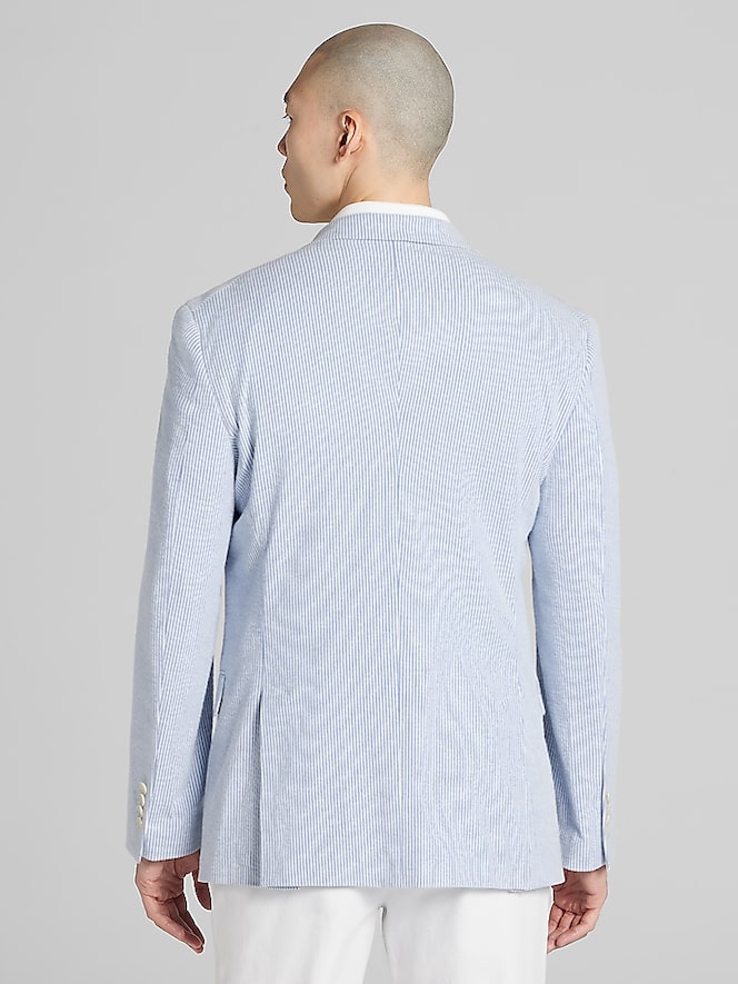 Wilke-Rodriguez Modern Fit Cotton Blend Sport Coat, Blue And White - Image 3 of 8