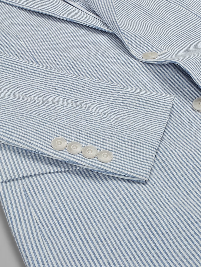 Wilke-Rodriguez Modern Fit Cotton Blend Sport Coat, Blue And White - Image 4 of 8