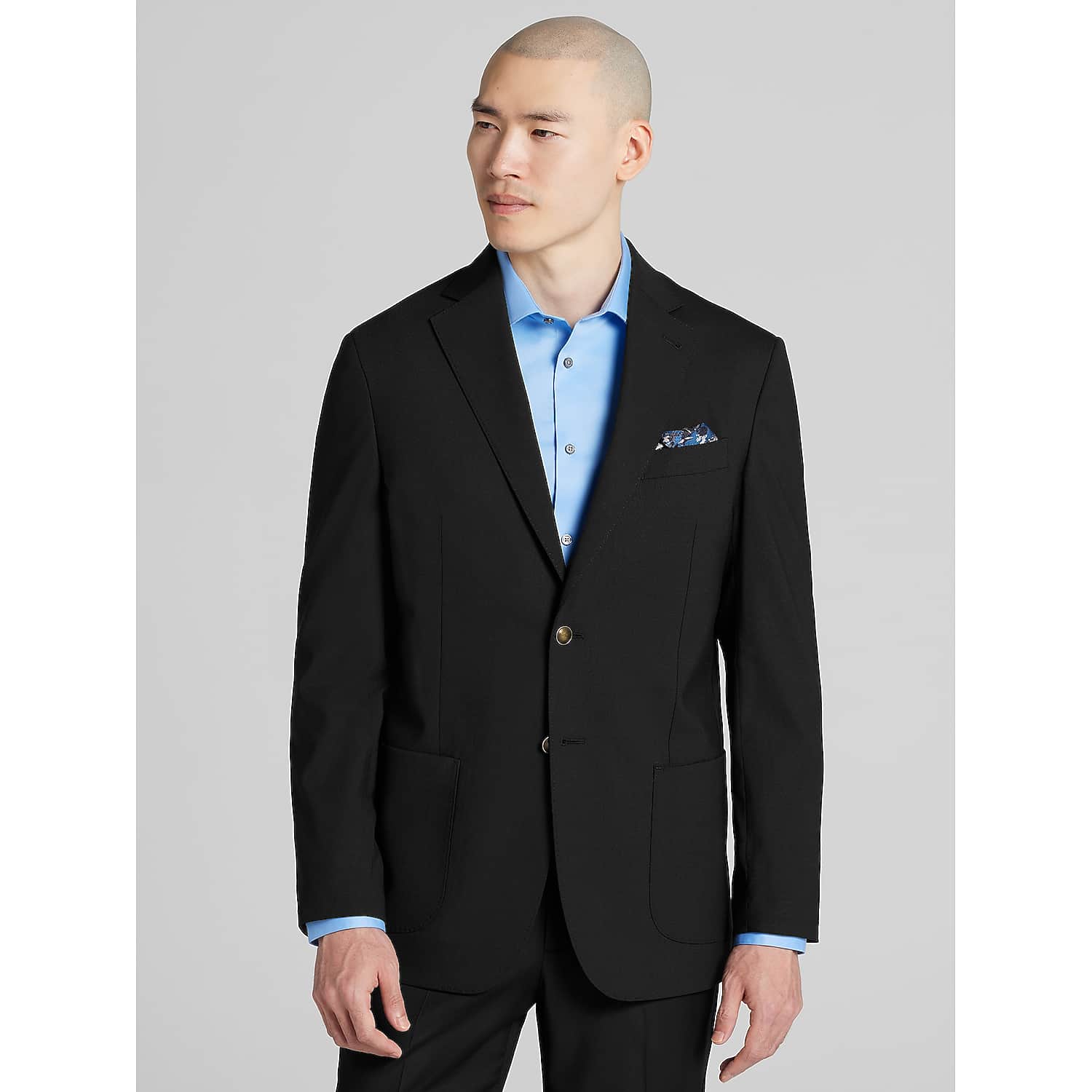 Joseph Abboud Big & Tall Modern Fit Wool-Blend Blazer in Black – Men’s Stretch Suit Jacket, Size 56 Long