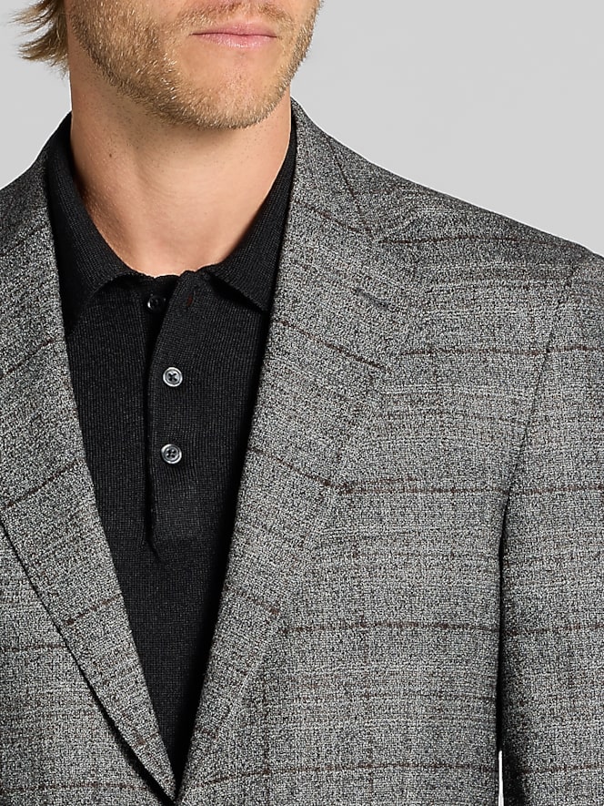 Joseph Abboud Modern Fit Plaid Sport Coat, Dark Grey - Image 2 of 8