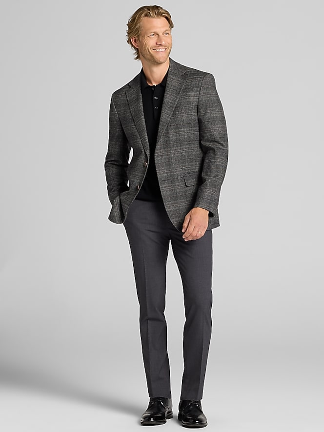 Joseph Abboud Modern Fit Plaid Sport Coat, Dark Grey - Image 5 of 8