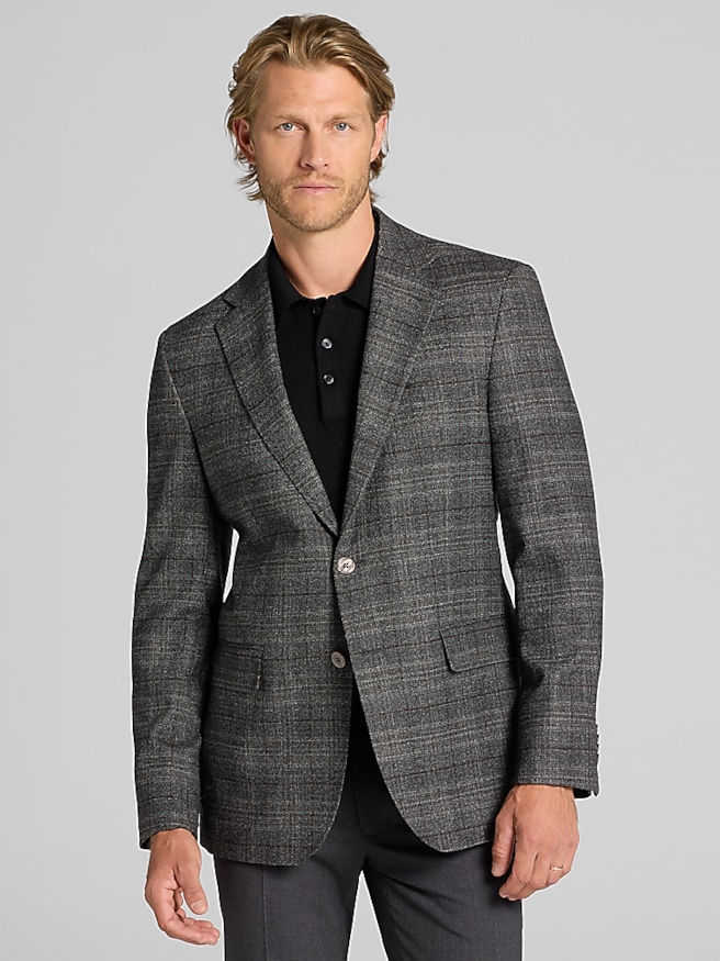 Joseph Abboud Modern Fit Plaid Sport Coat Dark Grey