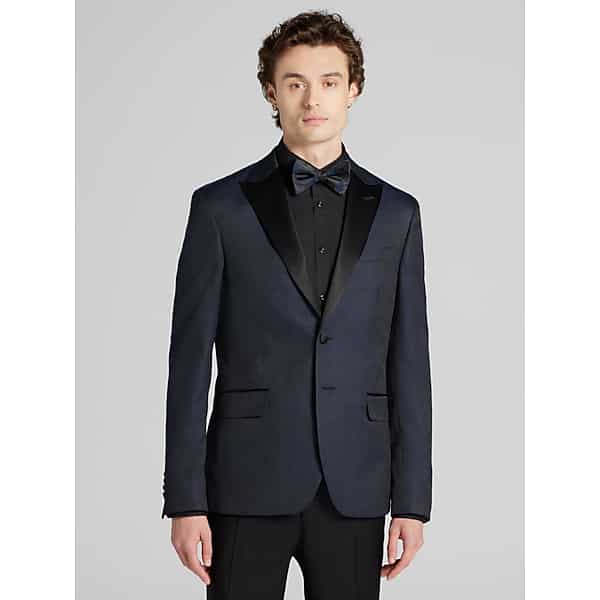 Egara Men's Slim Fit Tic Dinner Jacket Navy - Size: 42 Regular