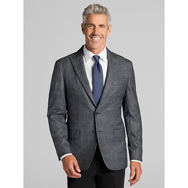Wilke-Rodriguez Men's Modern Fit Plaid Sport Coat Grey/Black - Size: 42 Long