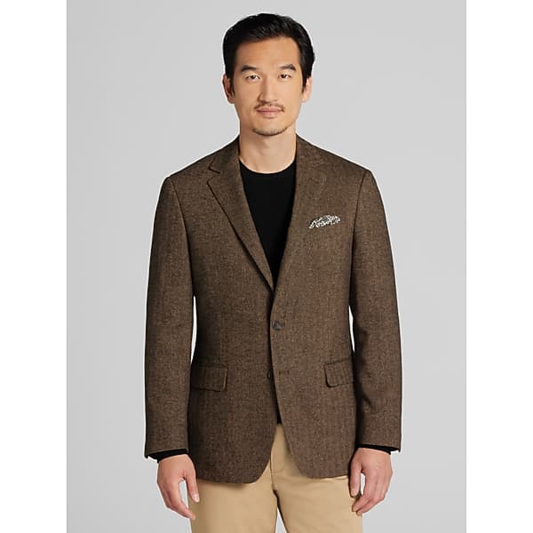 Wilke-Rodriguez Men's Modern FIt Herringbone Sport Coat Brown - Size: 40 Short