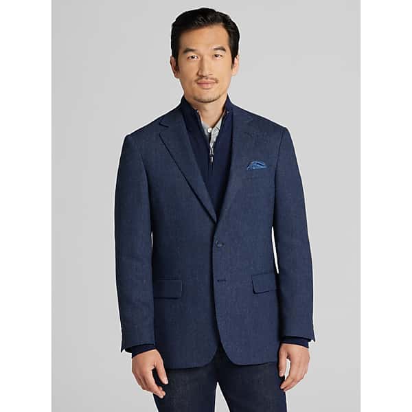 Wilke-Rodriguez Men's Modern FIt Herringbone Sport Coat Blue -