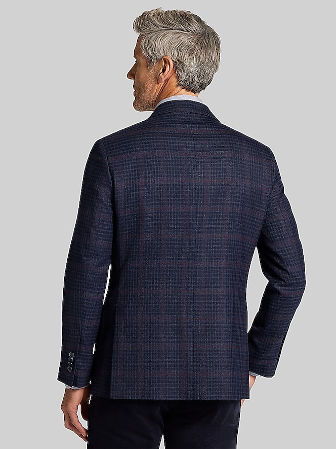Joseph Abboud Classic Fit Plaid Sport Coat, Navy - Image 3 of 8