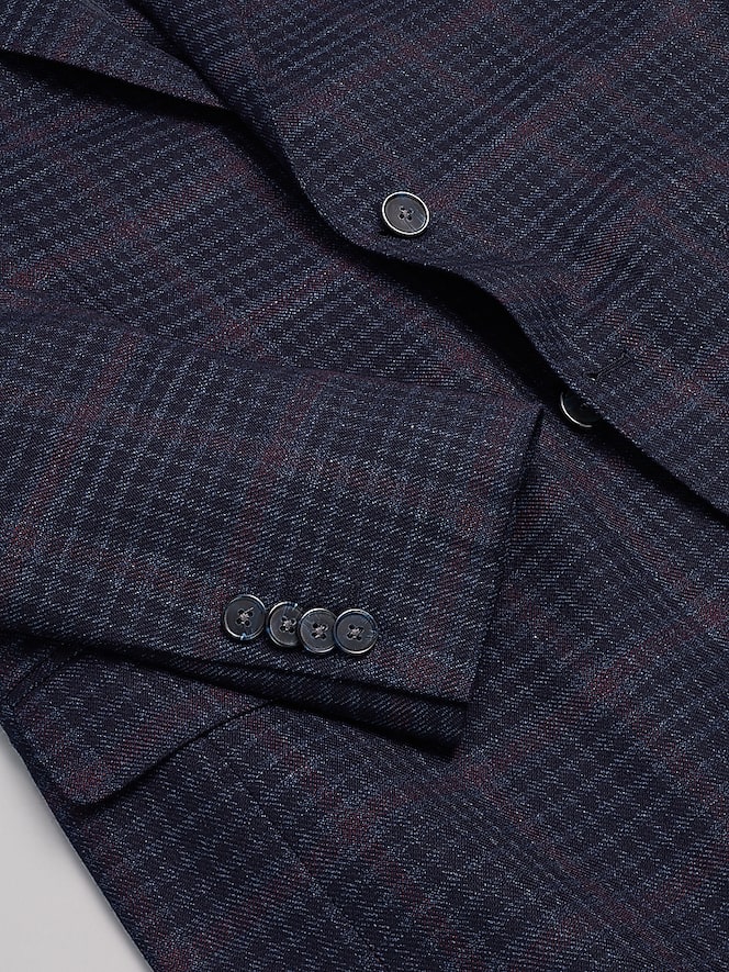 Joseph Abboud Classic Fit Plaid Sport Coat, Navy - Image 4 of 8