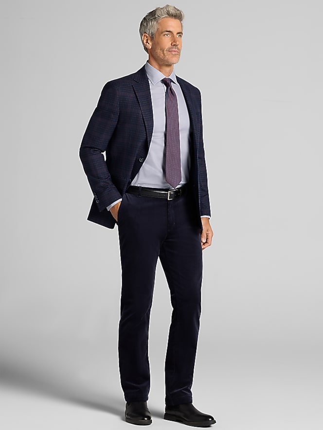 Joseph Abboud Classic Fit Plaid Sport Coat, Navy - Image 5 of 8