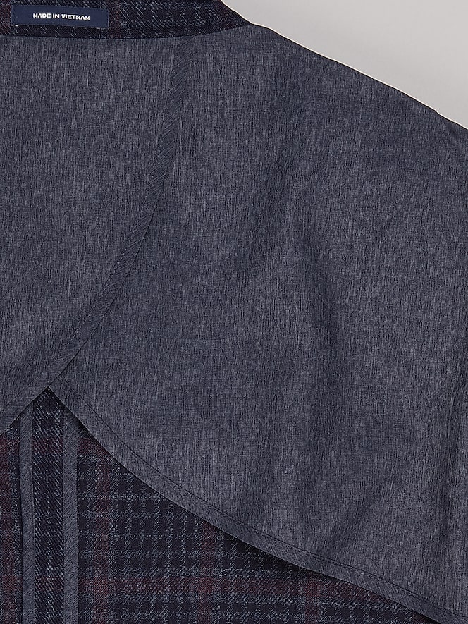 Joseph Abboud Classic Fit Plaid Sport Coat, Navy - Image 7 of 8
