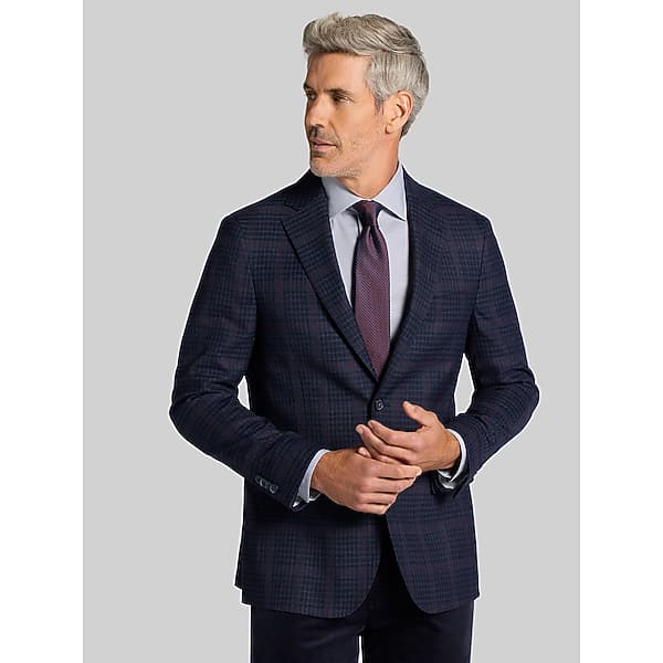 Joseph Abboud Men's Classic Fit Plaid Sport Coat Navy - Size: 44 Regular