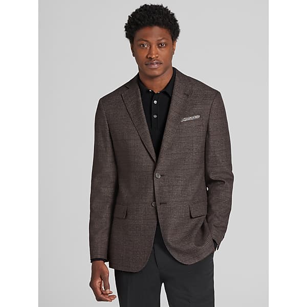 Joseph Abboud Men's Modern Fit Plaid Sport Coat Chocolate - Size: 42 Short
