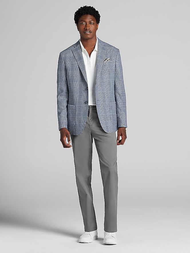 Joseph Abboud Modern Fit Plaid Sport Coat, Light Blue - Image 5 of 8