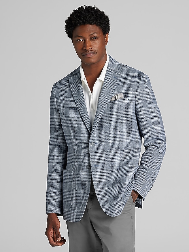 Joseph Abboud Modern Fit Plaid Sport Coat Light Blue