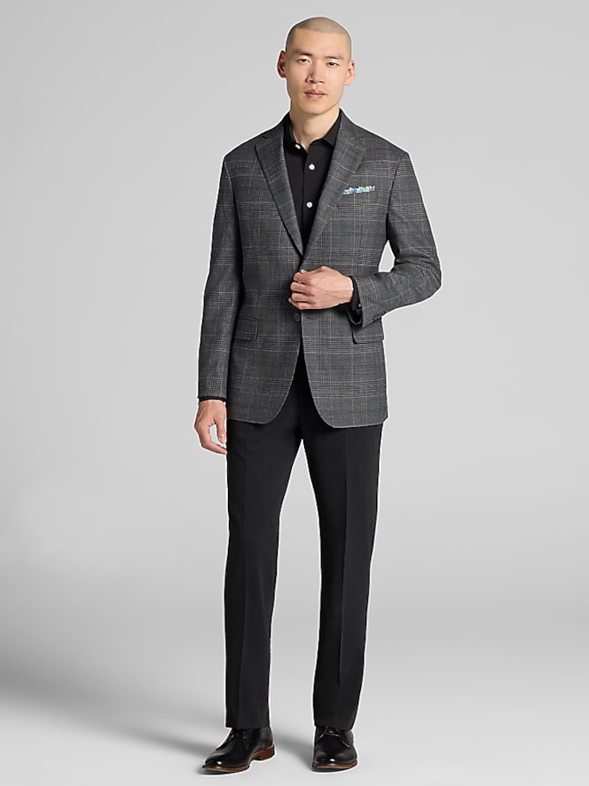 Joseph Abboud Classic Fit Plaid Sport Coat, Grey - Image 5 of 8