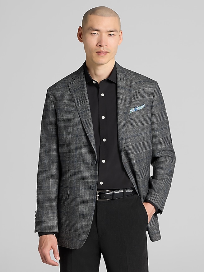 Joseph Abboud Classic Fit Plaid Sport Coat Grey