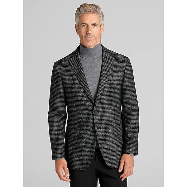 Awearness Kenneth Cole Men's Modern Fit Herringbone Sport Coat Black/Grey - Size: 44 Long