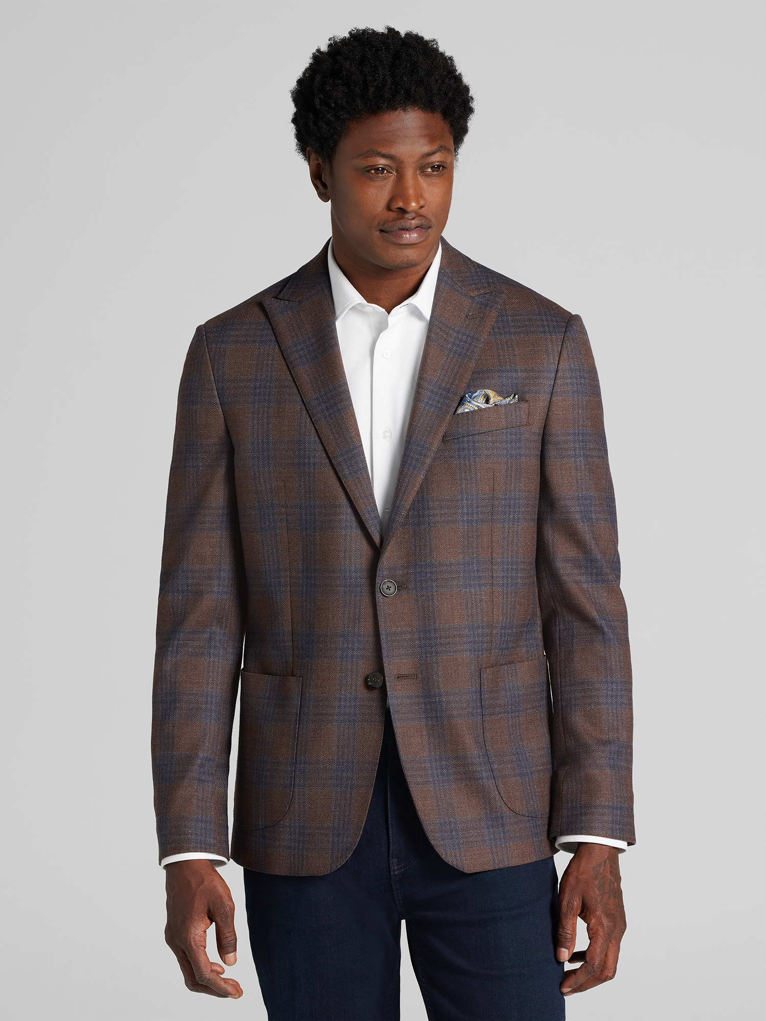 Joseph Abboud Modern Fit Plaid Sport Coat, Medium Brown | Men's