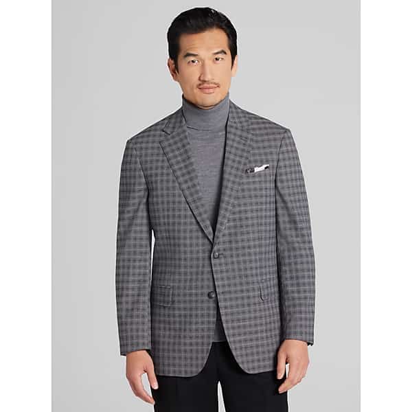 Awearness Kenneth Cole Big & Tall Men's Modern Fit Check Sport Coat Medium Grey - Size: 52 Regular