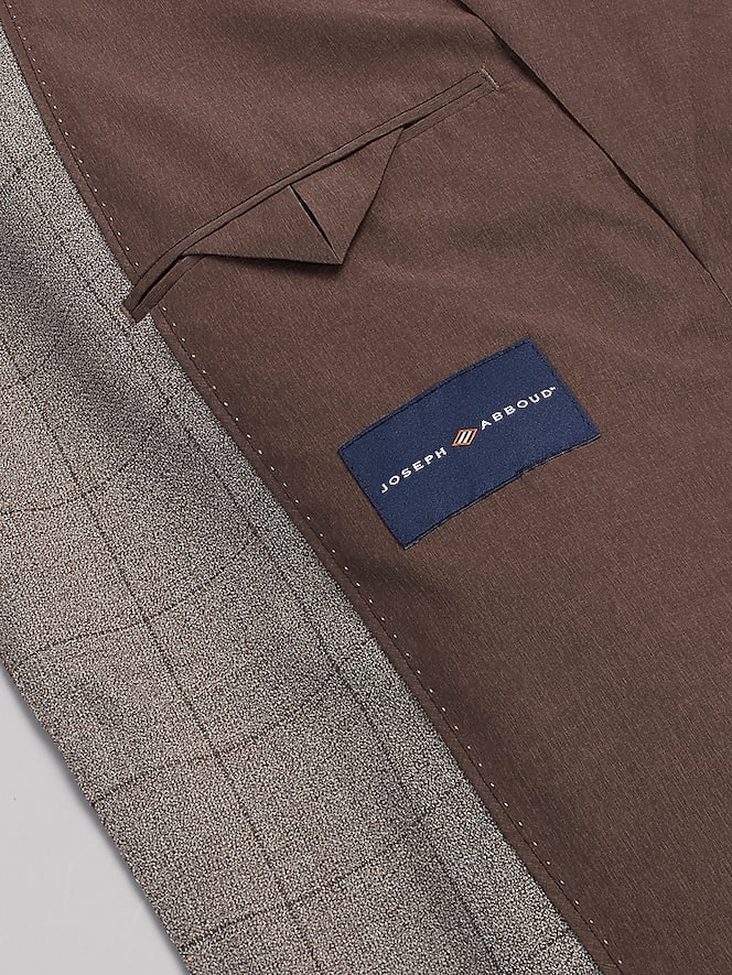 Joseph Abboud Classic Fit Plaid Sport Coat, Taupe - Image 6 of 8