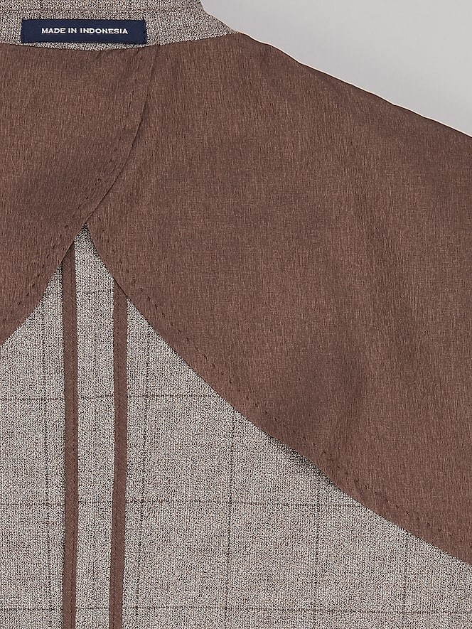 Joseph Abboud Classic Fit Plaid Sport Coat, Taupe - Image 7 of 8