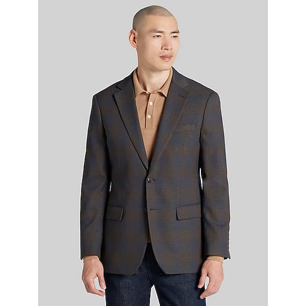 Wilke-Rodriguez Men's Modern Fit Plaid Sport Coat Brown - Size: 42 Regular