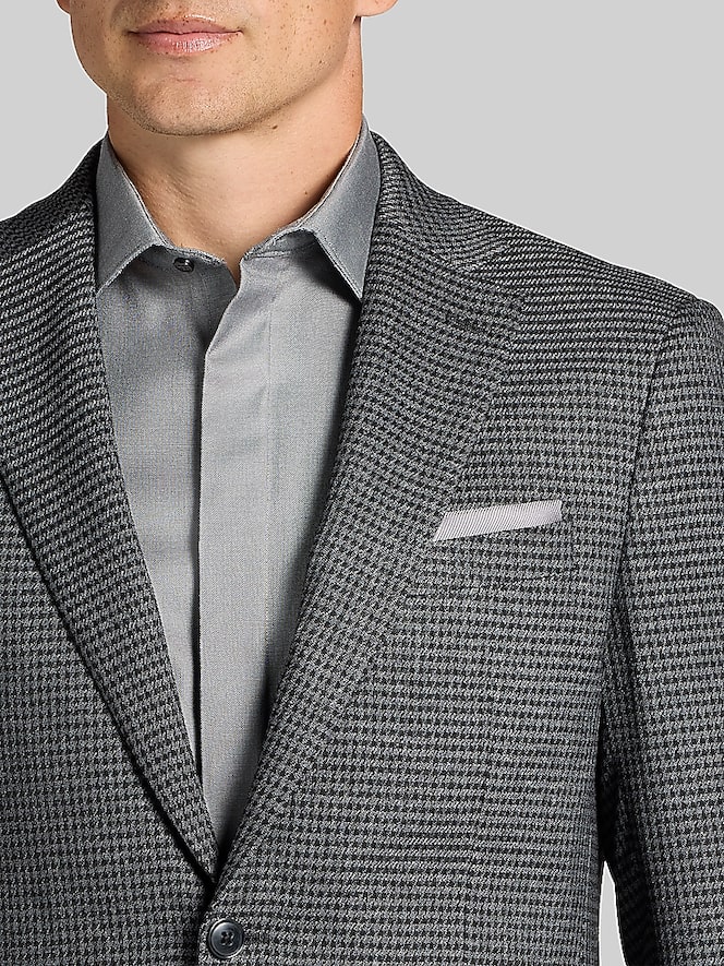 Wilke-Rodriguez Modern Fit Houndstooth Tic Weave Sport Coat