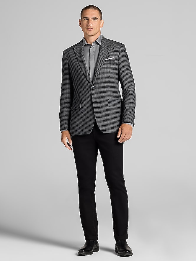 Wilke-Rodriguez Modern Fit Houndstooth Tic Weave Sport Coat