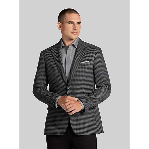 Wilke-Rodriguez Men's Modern Fit Houndstooth Tic Weave Sport Coat Charcoal - Size: 44 Long