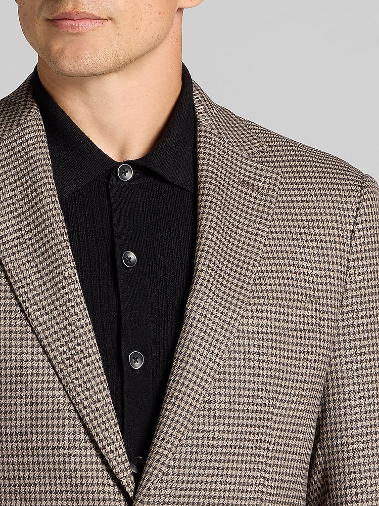 Wilke-Rodriguez Modern Fit Houndstooth Sport Coat, Taupe - Brown