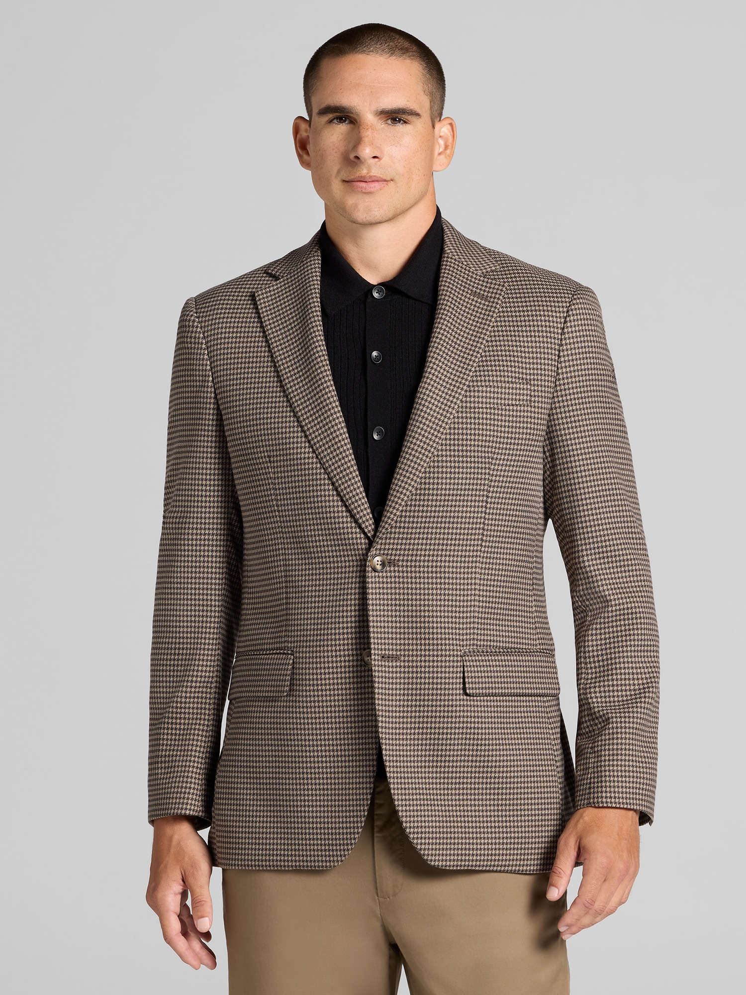 Wilke-Rodriguez Modern Fit Houndstooth Sport Coat, Taupe - Brown