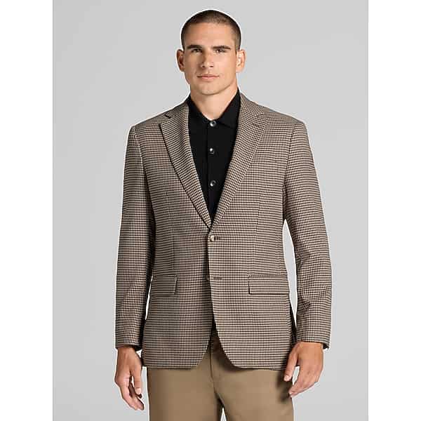 Wilke-Rodriguez Men's Modern Fit Houndstooth Tic Weave Sport Coat Taupe - Size: 46 Short