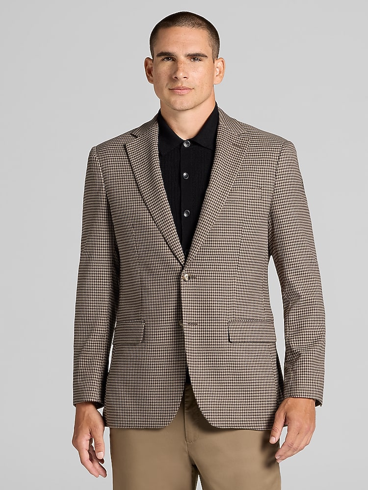 Wilke-Rodriguez Modern Fit Houndstooth Sport Coat, Taupe - Brown