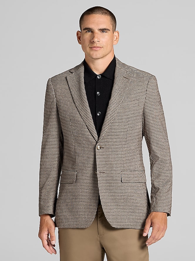 Wilke-Rodriguez Modern Fit Houndstooth Tic Weave Sport Coat