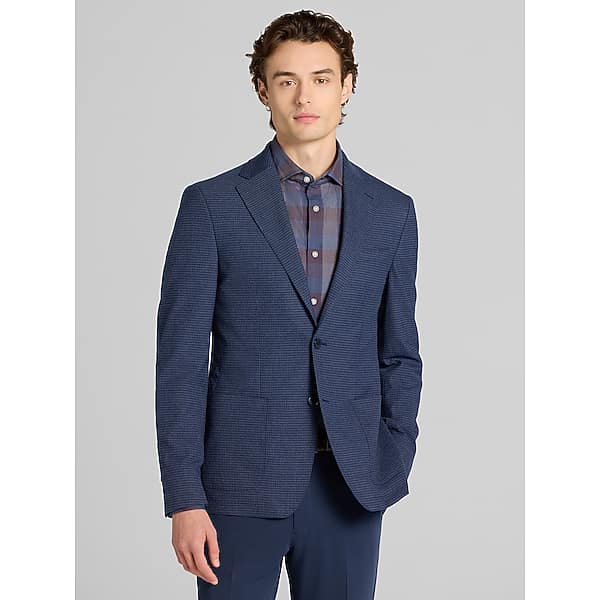 Calvin Klein Men's Slim Fit Check Sport Coat Blue Check - Size: 44 Long