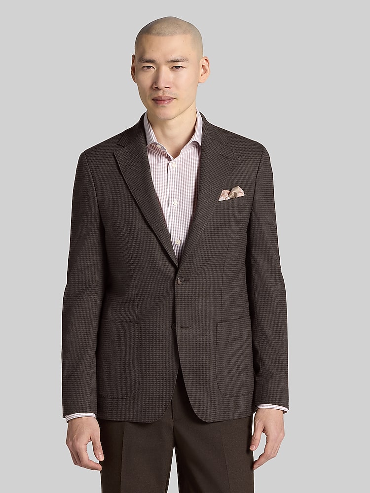  カルバンクライン　スーツ　160 Calvin Klein Slim Fit Check Sport Coat, Bronze Check/Plaid - Brown