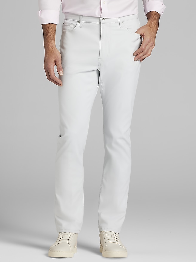 Joseph Abboud Men's Slim Fit Comfort Stretch 5-Pocket Pants , Stone / Gray
