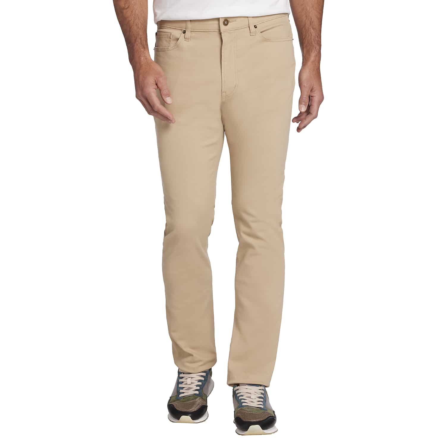 Joseph Abboud Slim Fit Comfort Stretch 5-Pocket Pants in Tan – Men’s Casual Stretch Pants, Size 33W x 30L